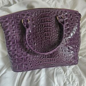 vegan leather crocodile tote - purple
